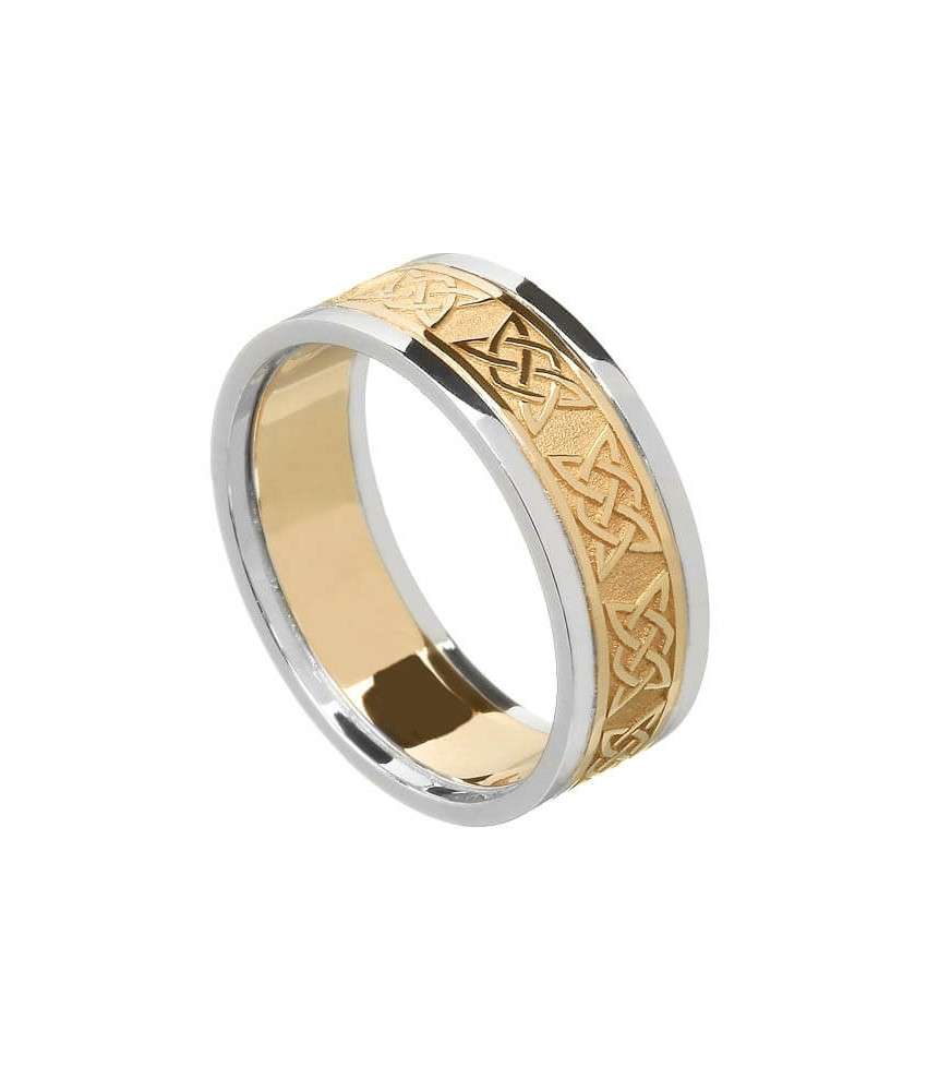 Damen keltischem Liebesknoten Ring mit trim - gelb mit weißer trim
