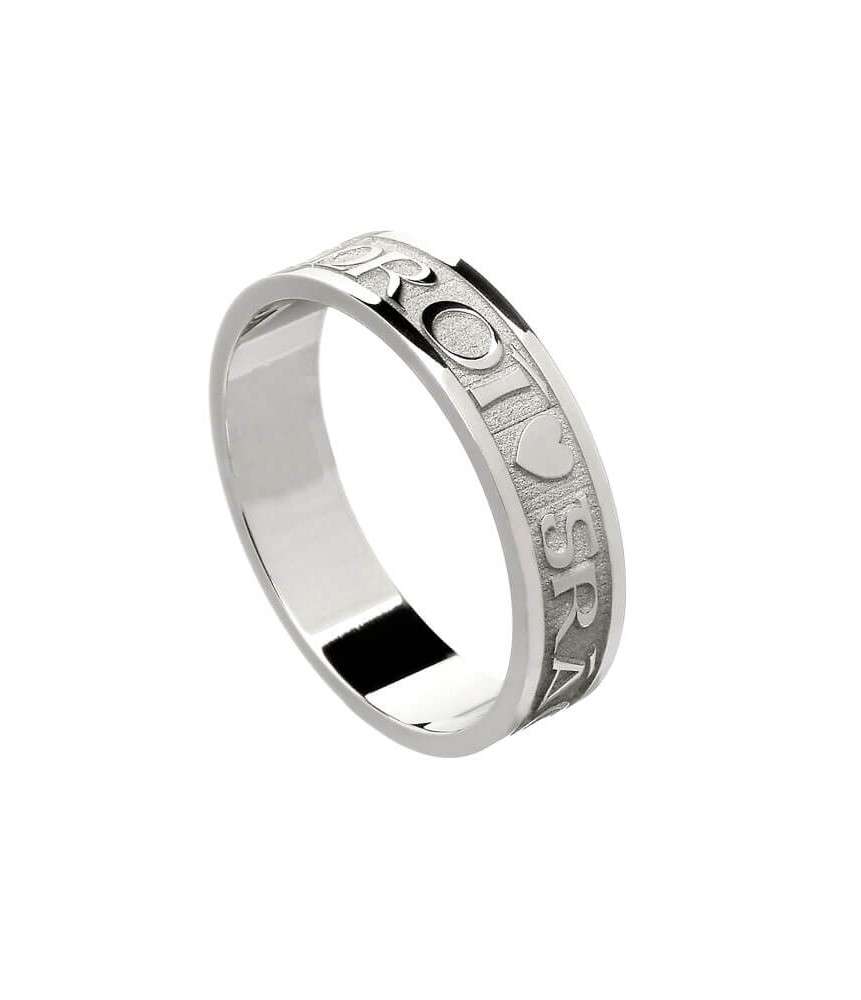 Women's Gaelic Wedding Ring - White Gold or Silver