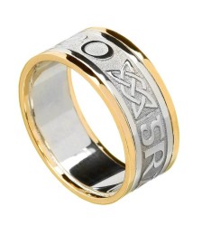 Men's Forever Love Ring with Trim - White with Yellow Trim
