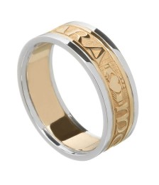 Women's Claddagh Soulmate Ring with Trim - Yellow with White Trim Women's Claddagh Soulmate Ring with Trim - Yellow with White Trim
