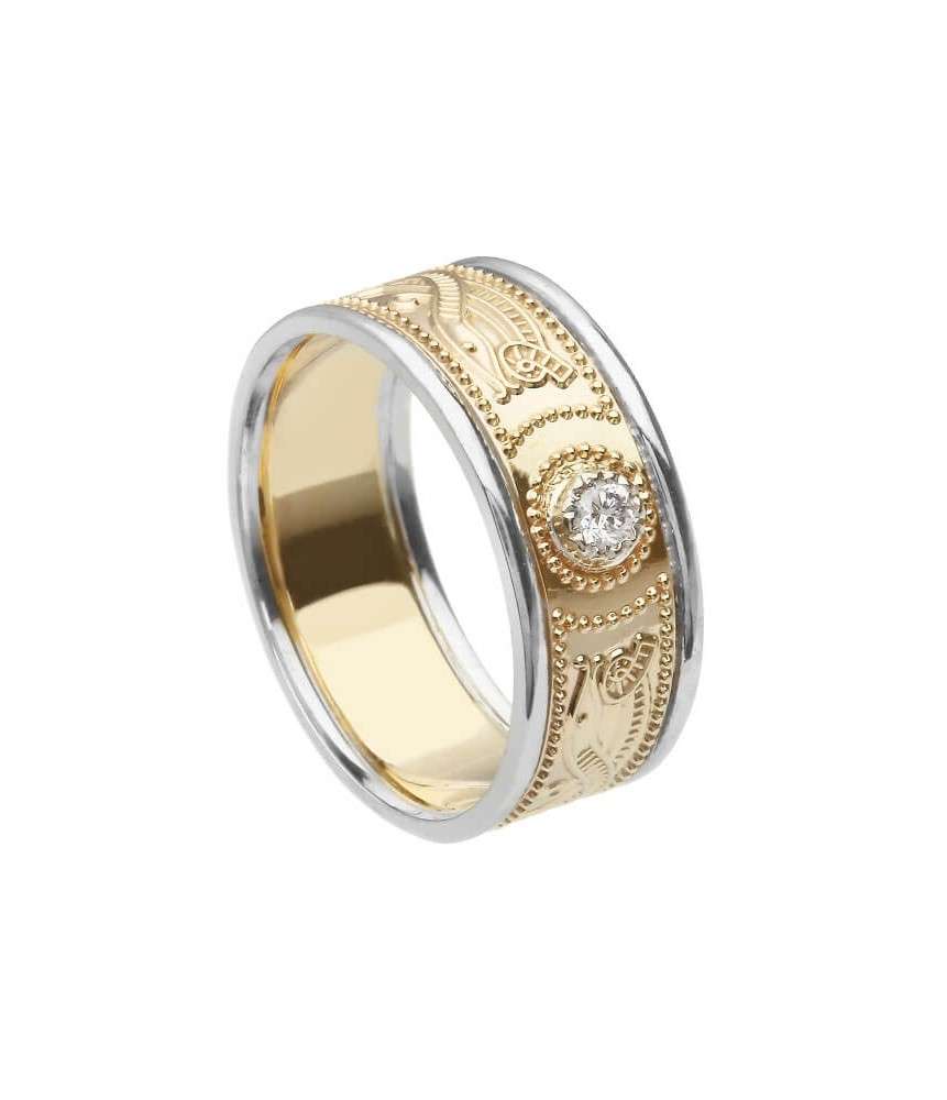 Men's Celtic Warrior Diamond Ring with Trim
