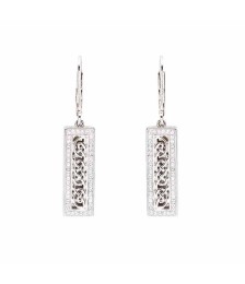 Celtic Ingot Earrings with White Crystals