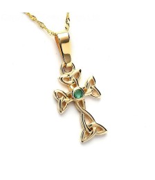 Emerald Celtic Cross - Yellow Gold