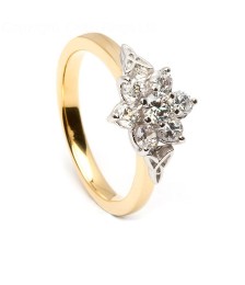 Celtic Diamond Cluster Engagement Ring - Yellow Gold