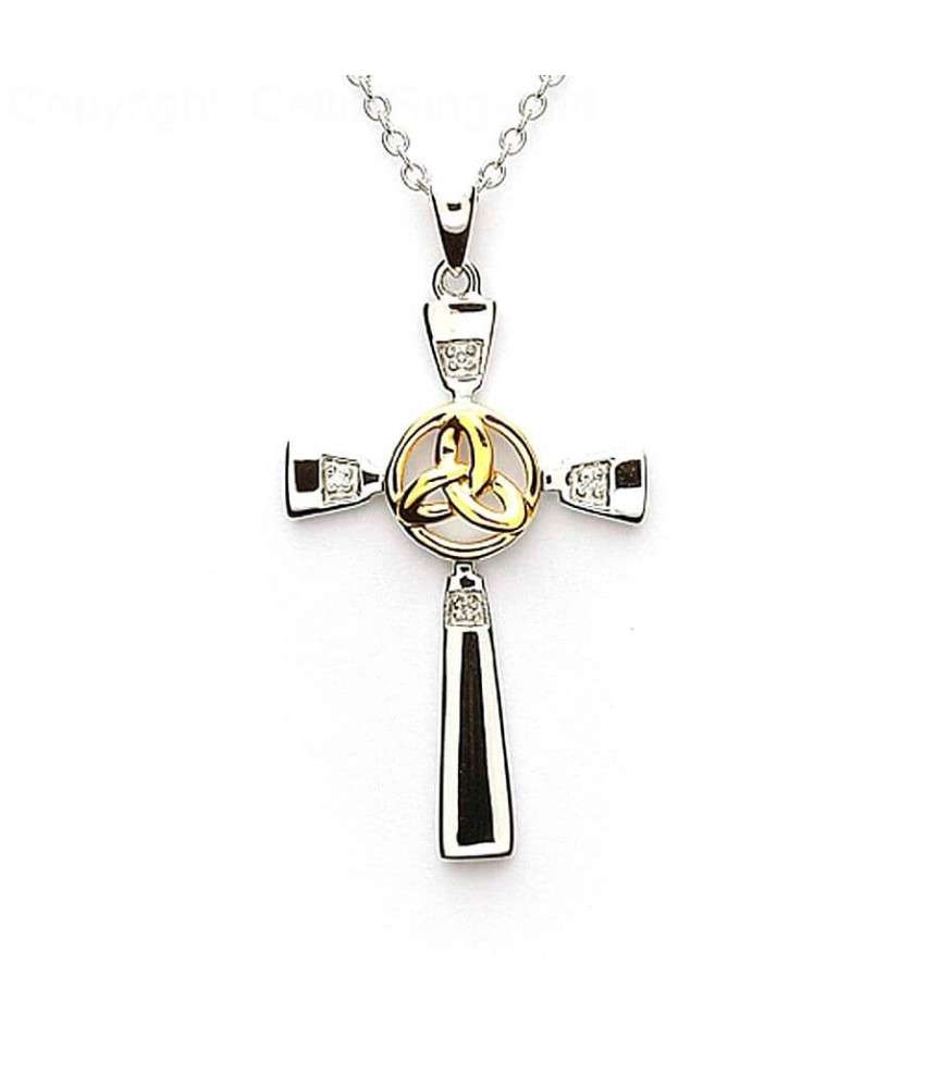Cross with Trinity Knot - Silver & Gold