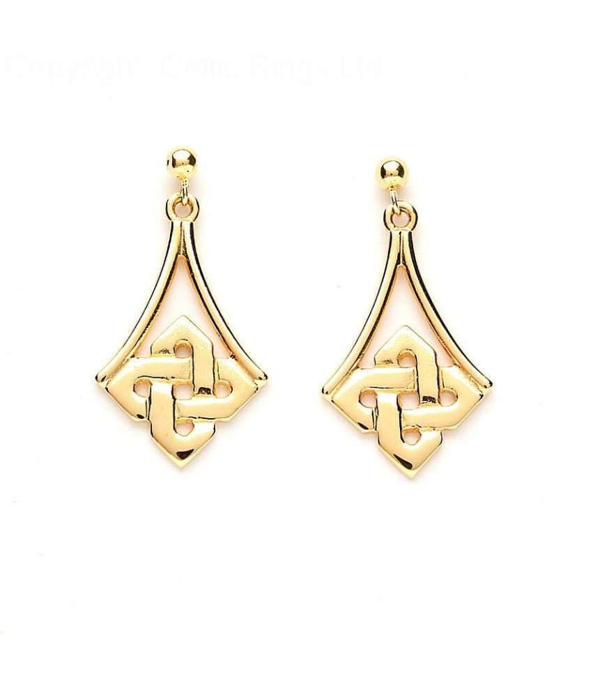 Simple Celtic Knot Earrings - Yellow Gold