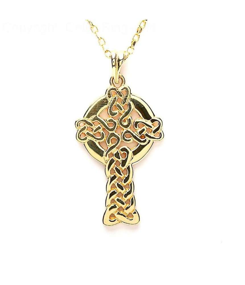 Grande croix celtique moderne - or jaune