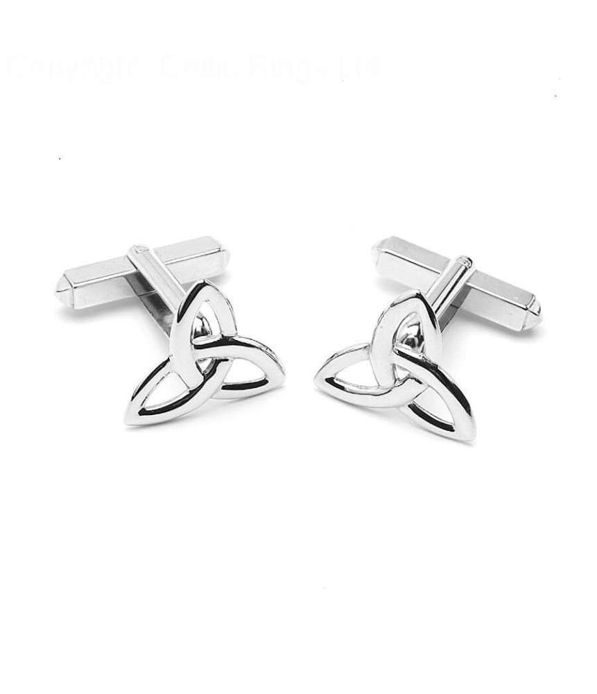 Trinity Knot Cuff Links - White Gold or Silver